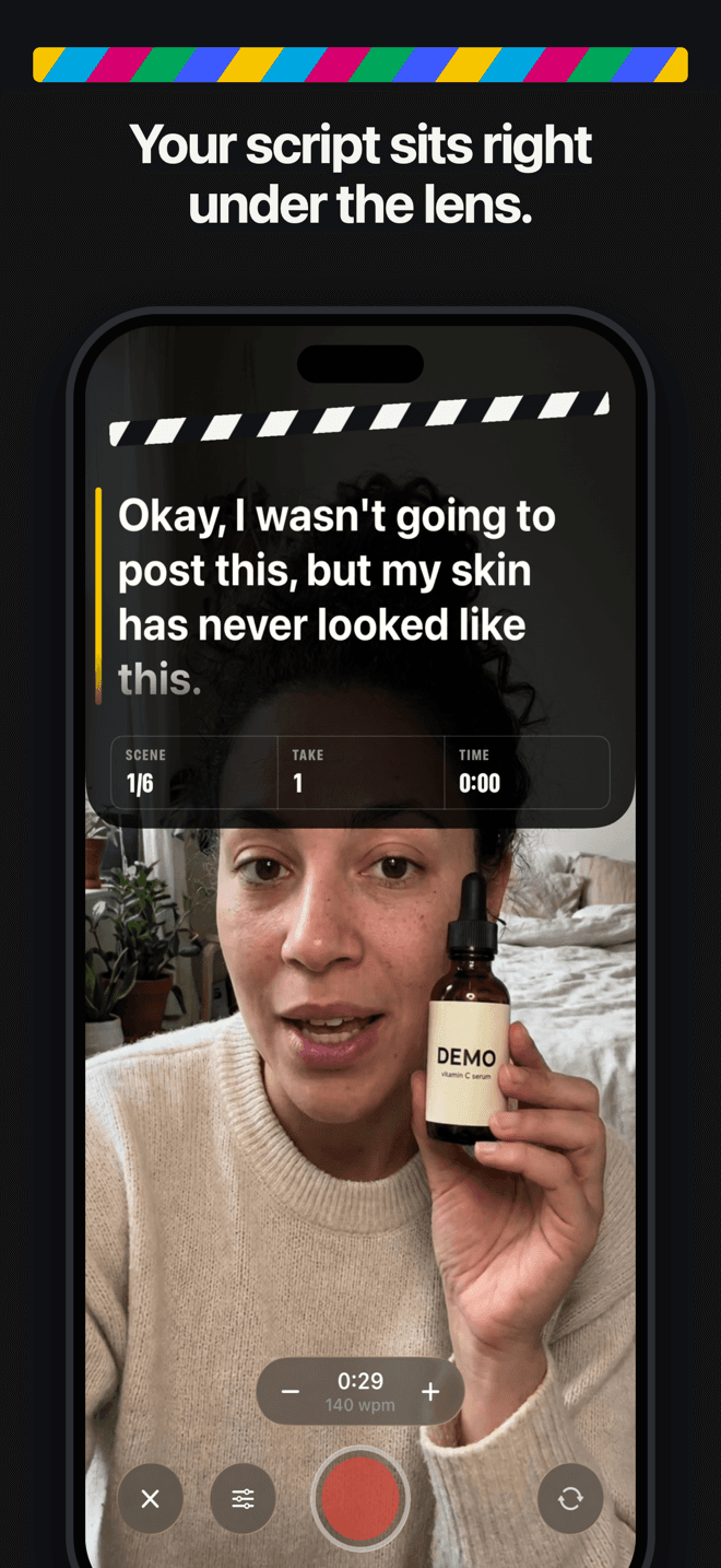 iPhone: the script sits under the lens (AI-generated demo creator)